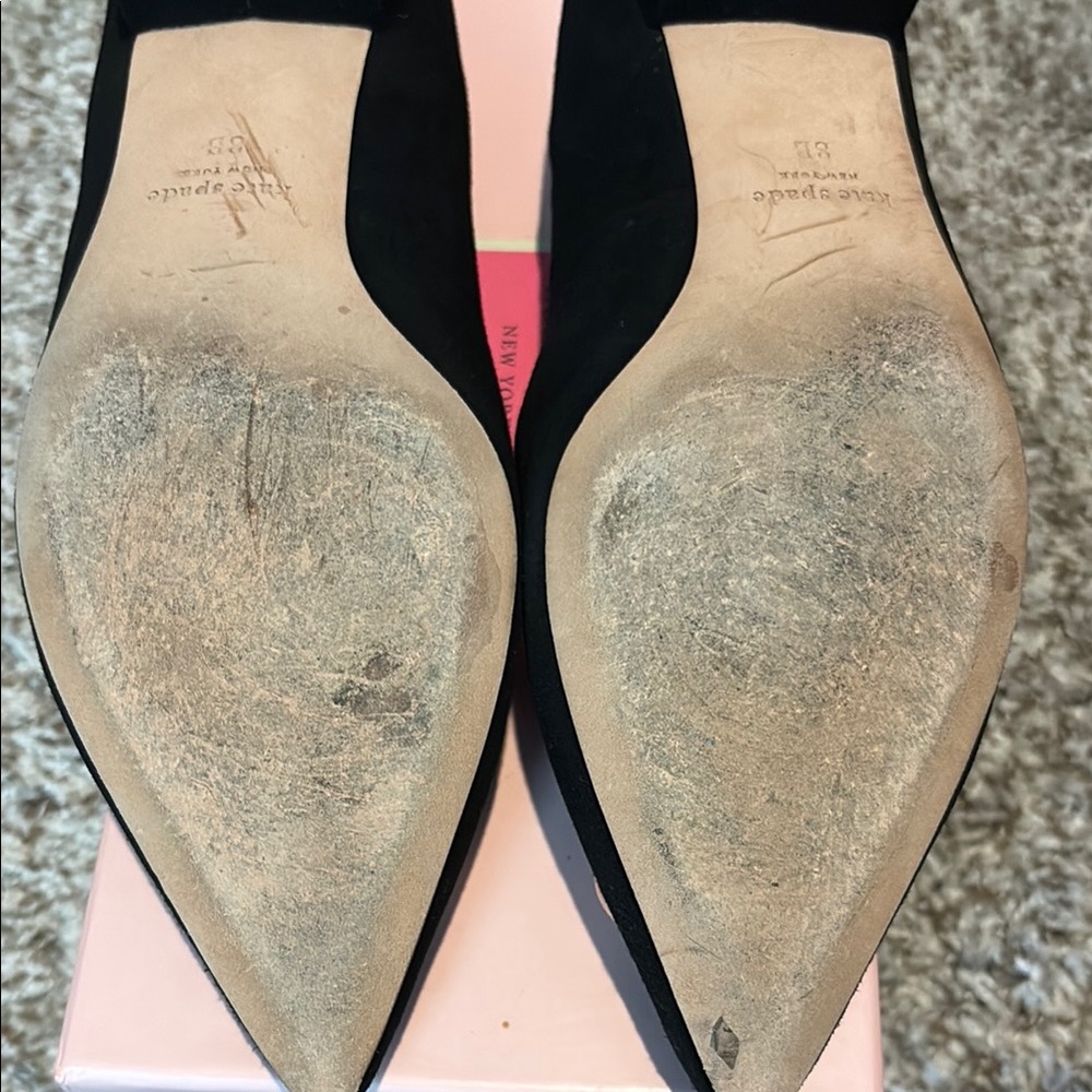 Kate Spade New York Black Embellished Pointed Toe Flats - Picture 4 of 6